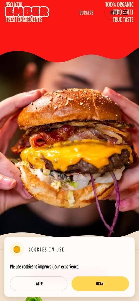 Ember Burgers responsive view