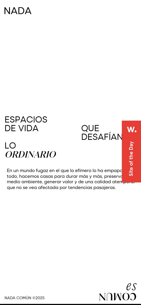 Nada Común responsive view
