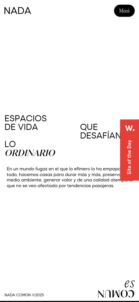 Nada Común responsive view